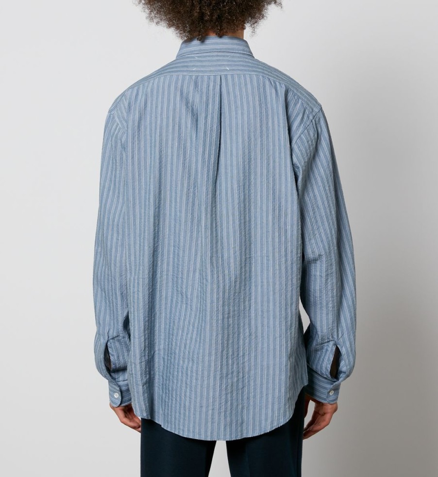 Men Maison Margiela Shirts | Maison Margiela Puckered Linen-Blend Long Sleeve Shirt