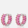 Women Luv AJ Jewellery | Luv Aj Ballier Huggies Silver-Plated Crystal Earrings