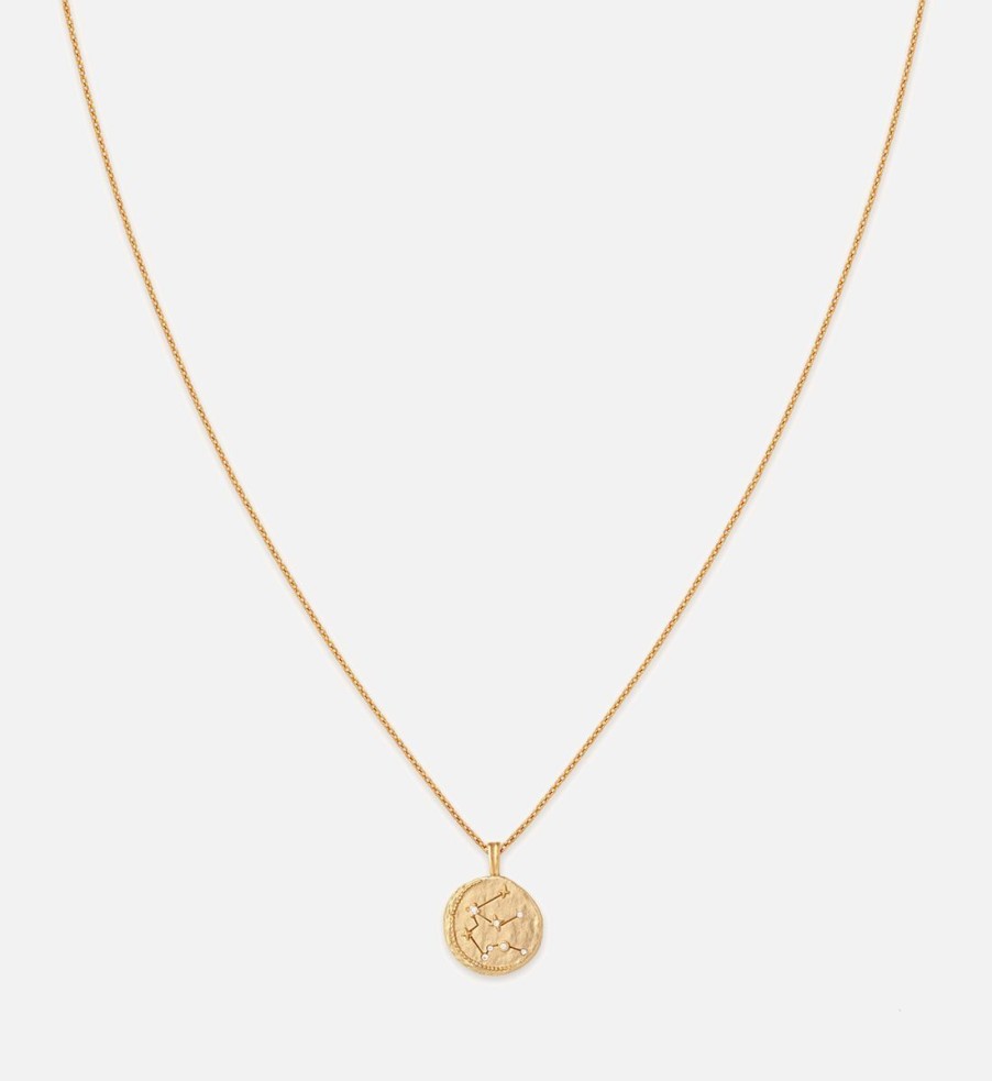 Women Astrid & Miyu Jewellery | Astrid & Miyu Aquarius Zodiac 18-Karat Plated Recycled Sterling Silver Necklace