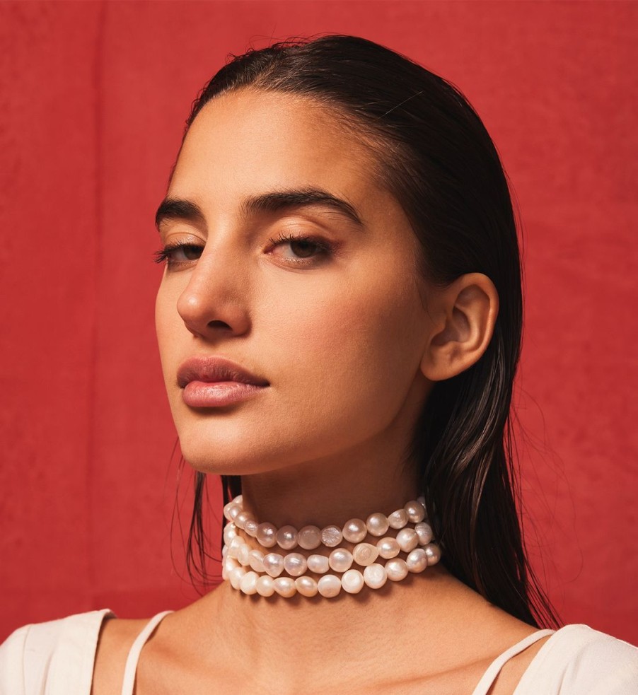 Women Cult Gaia Jewellery | Cult Gaia Women'S Nora Choker - Pearl