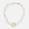 Women Hermina Athens Jewellery | Hermina Athens Women'S Full Moon Tangled Pearl Necklace - Gold