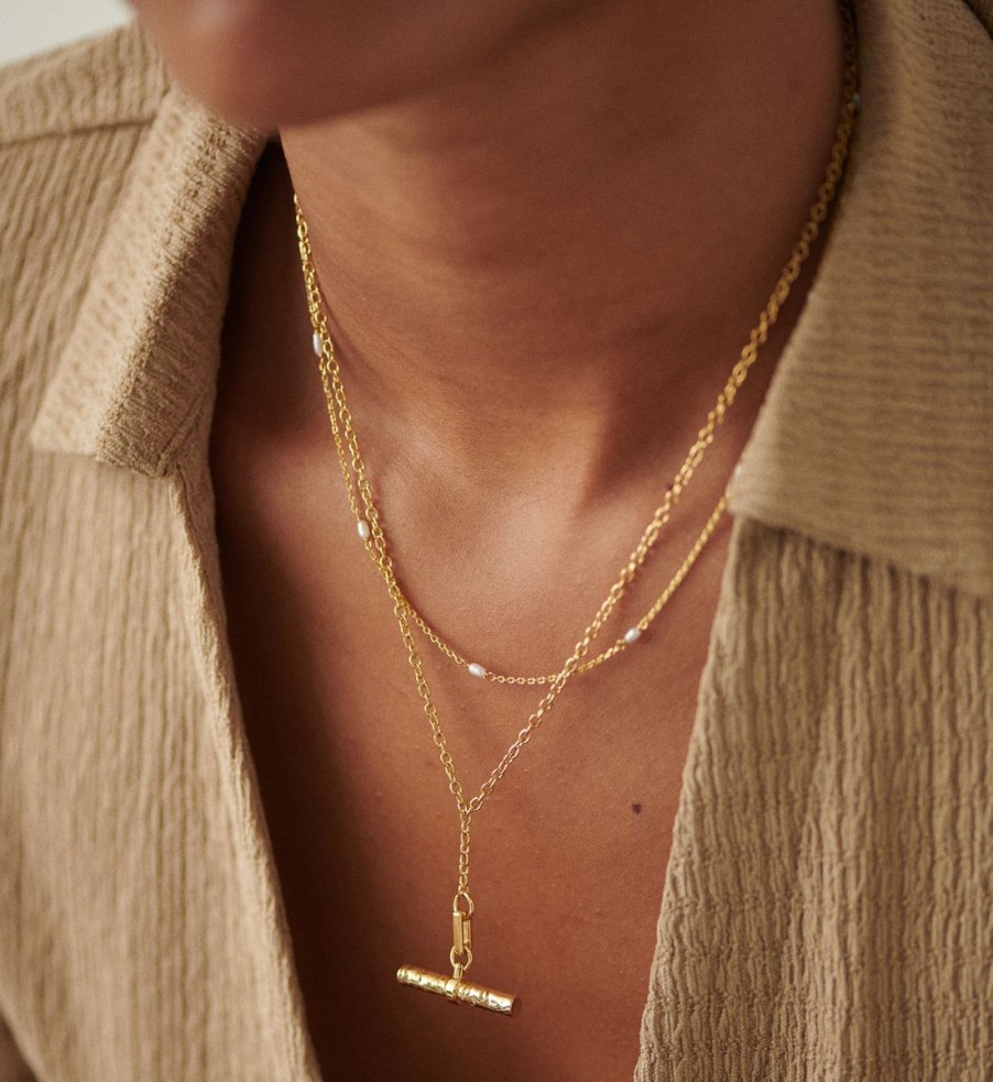 Women Daisy London Jewellery | Daisy London Estee Lalonde 18-Karat Gold-Plated T-Bar Necklace