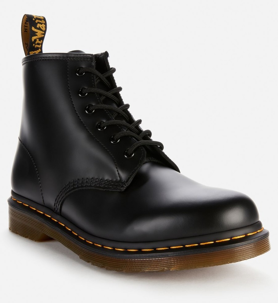 Men Dr. Martens Boots | Dr. Martens 101 Smooth Leather 6-Eye Boots - Black