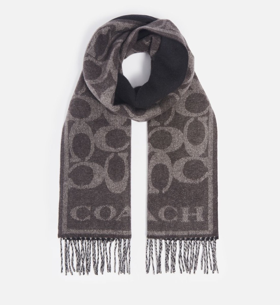 Women Coach Scarves | Coach Eve Signature C Reversible Muffler Cashmere-Jacquard Scarf