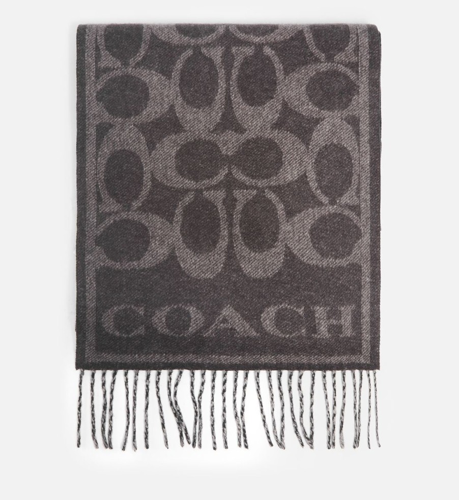 Women Coach Scarves | Coach Eve Signature C Reversible Muffler Cashmere-Jacquard Scarf