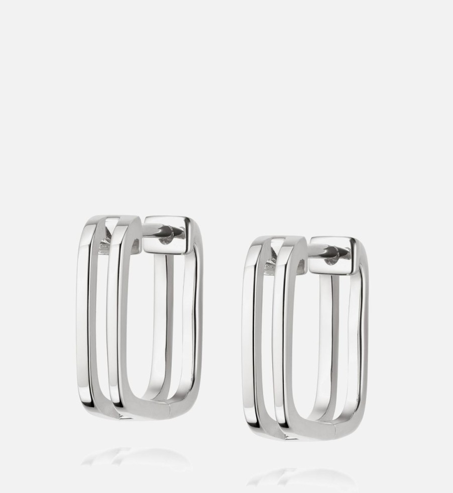 Women Daisy London Jewellery | Daisy London Rupi Sterling Silver Huggie Hoop Earrings