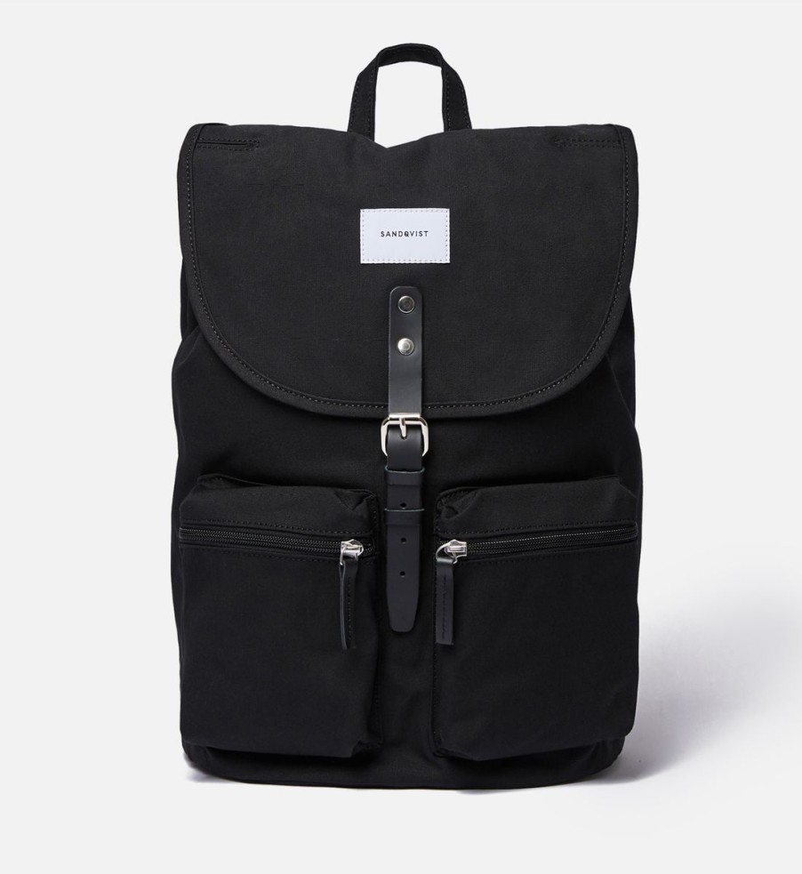 Men Sandqvist Bags | Sandqvist Roald Backpack - Black/Leather Trim