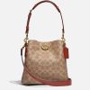 Women Coach Bags | Coach Women'S Coated Canvas Bucket Bag - Tan Rust