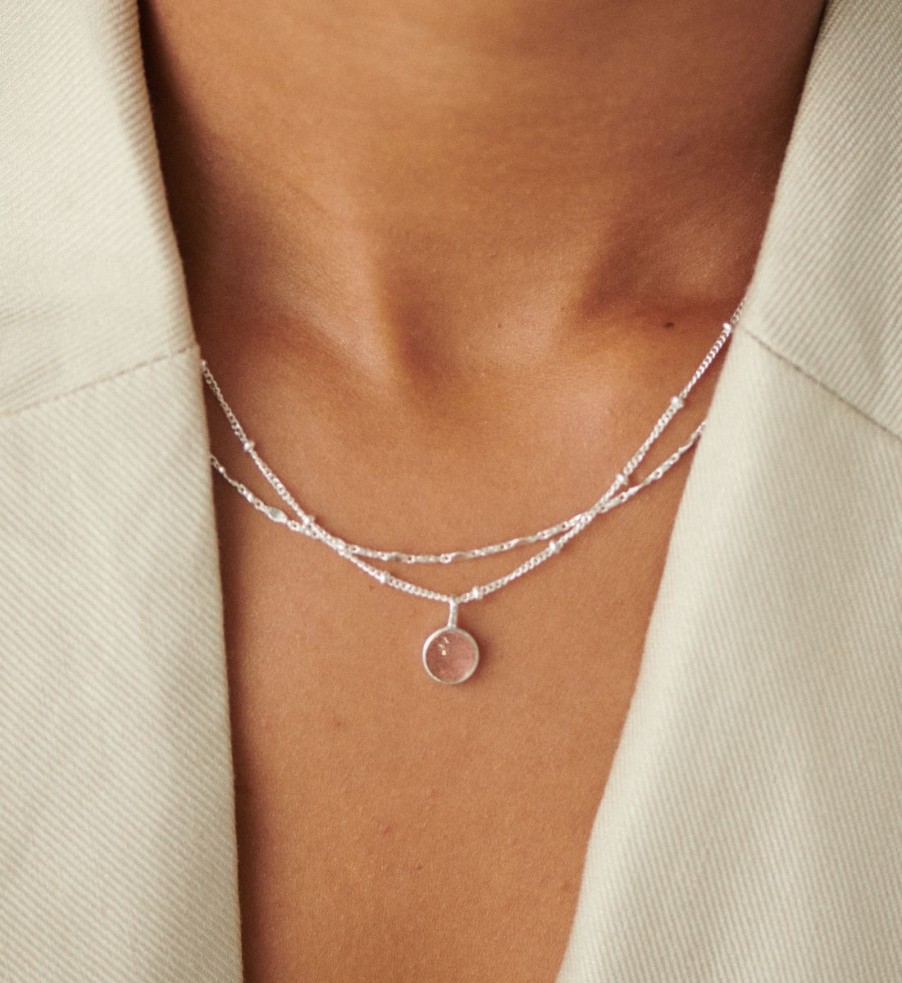 Women Daisy London Jewellery | Daisy London Rose Quartz Sterling Silver Necklace