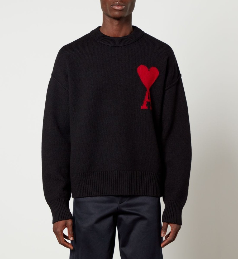 Men Ami Knitwear | Ami De Coeur Logo-Intarsia Wool Jumper