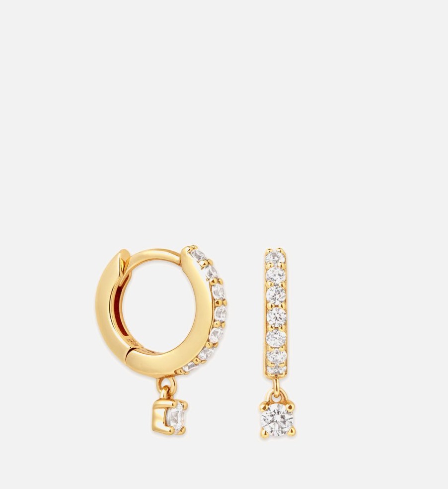 Women Astrid & Miyu Jewellery | Astrid & Miyu Crystal Charm Gold-Plated Silver Earrings