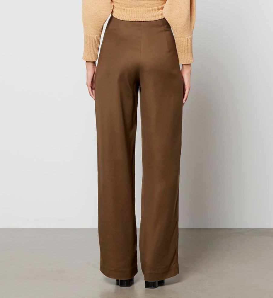 Women Cult Gaia Trousers | Cult Gaia Tasha Satin-Jersey Wide-Leg Trousers