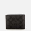 Men Coach Wallets | Coach Men'S Signature Canvas Slim Bifold Wallet - Charcoal/Black