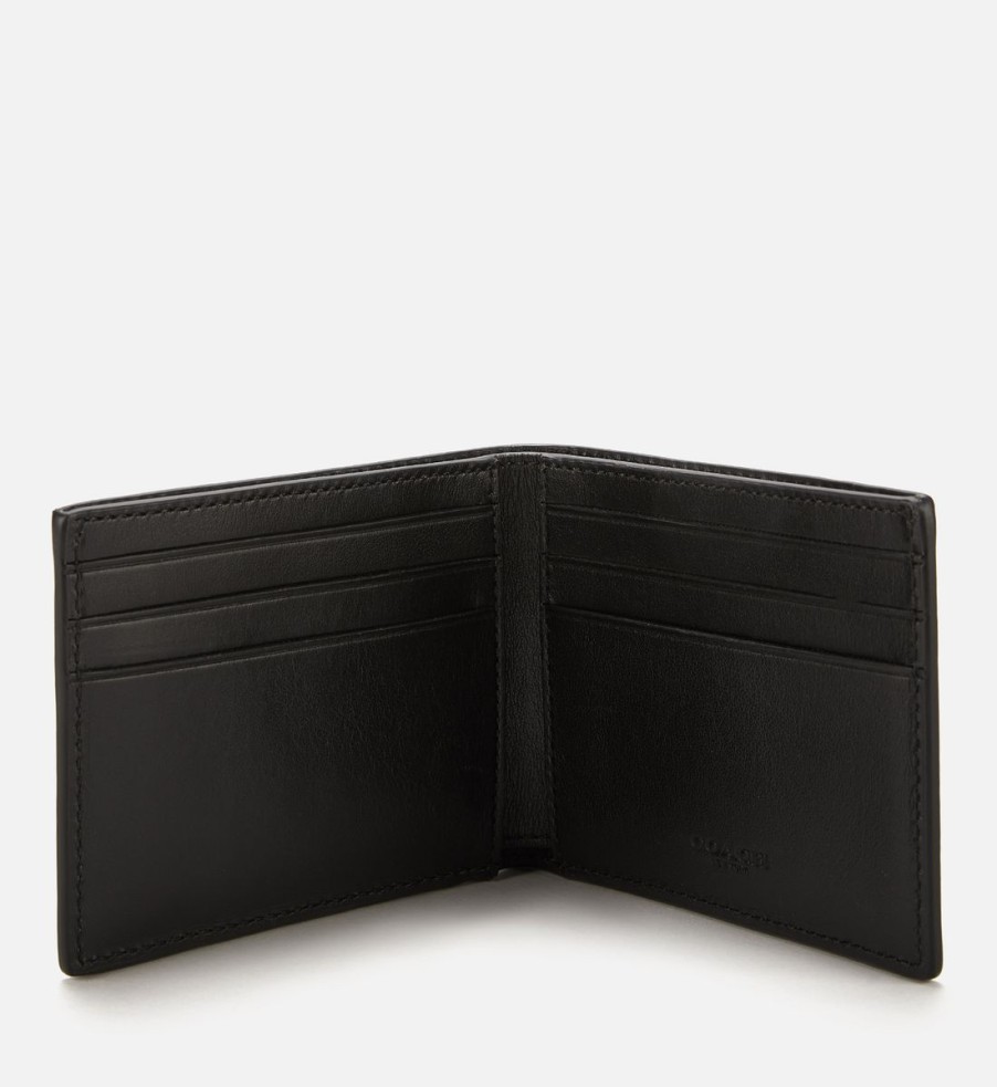 Men Coach Wallets | Coach Men'S Signature Canvas Slim Bifold Wallet - Charcoal/Black