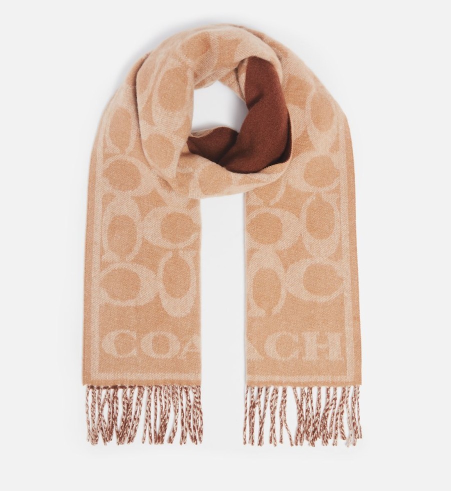 Women Coach Scarves | Coach Eve Signature C Reversible Muffler Cashmere-Jacquard Scarf