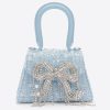 Women Self-Portrait Bags | Self-Portrait Blue Boucle Micro Bow Bag