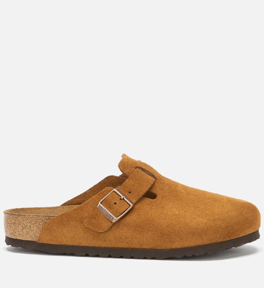 Men Birkenstock Shoes | Birkenstock Men'S Boston Suede Mules - Mink