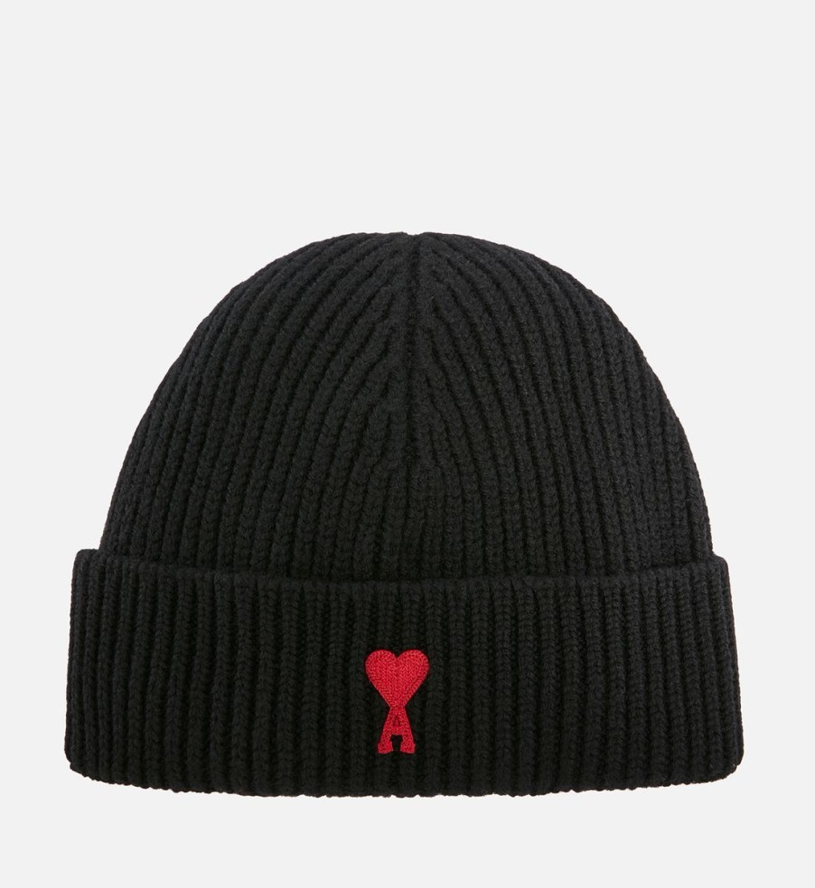 Women Ami Hats | Ami De Coeur Ribbed Wool Beanie