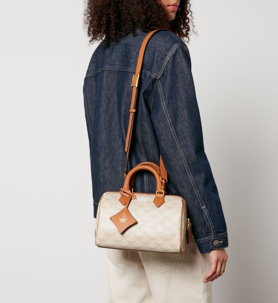 Women MCM Bags | Mcm Ella Boston Coated-Canvas Bowler Bag