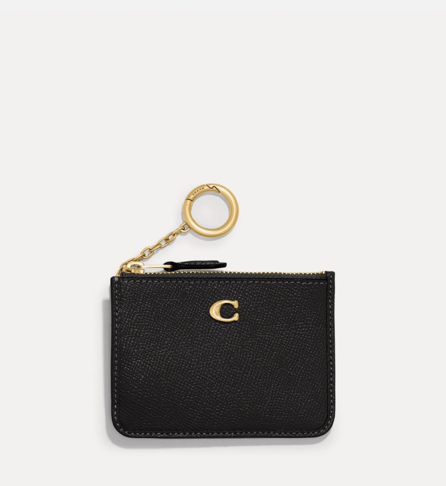 Women Coach Purses | Coach Mini Pebbled Crossgrain Leather Id Wallet