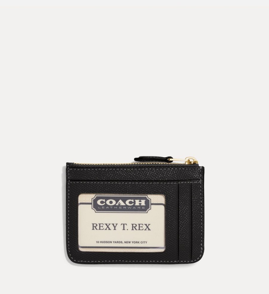 Women Coach Purses | Coach Mini Pebbled Crossgrain Leather Id Wallet