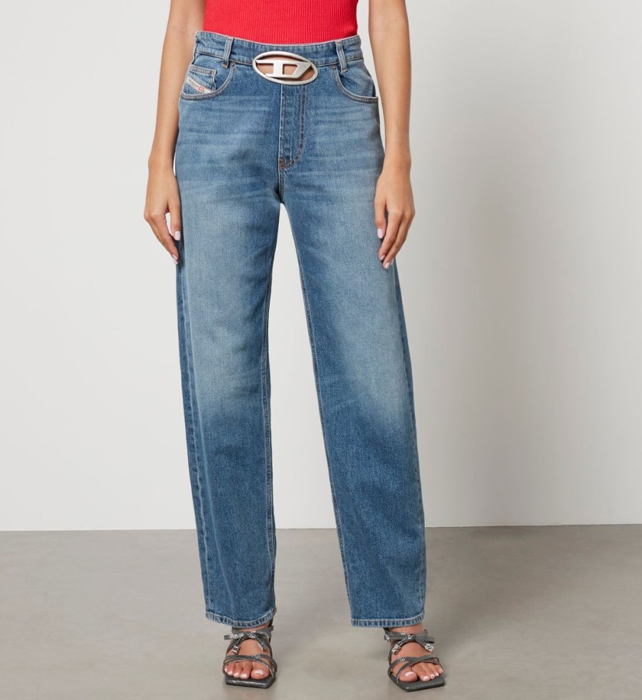 Women Diesel Trousers | Diesel D-Ark-Fsc Denim Straight-Leg Jeans