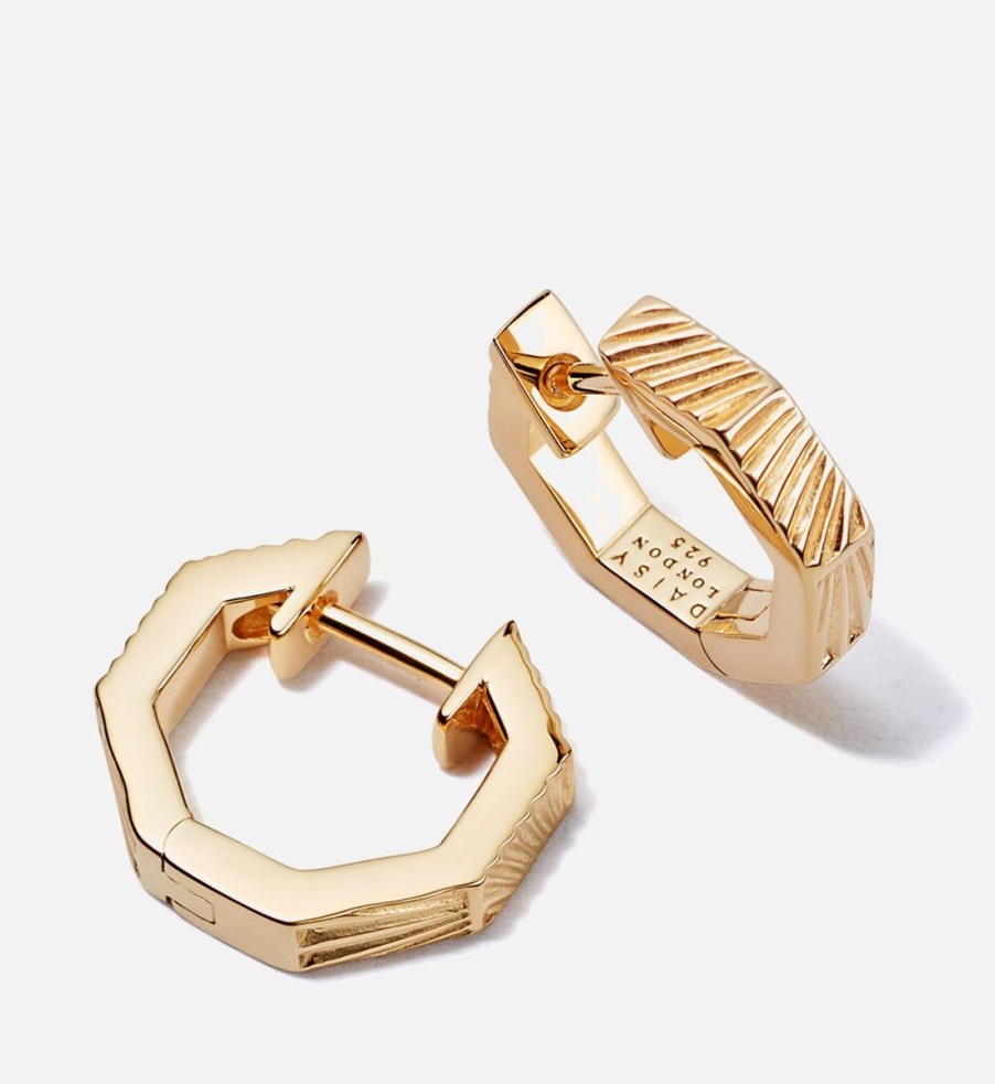 Women Daisy London Jewellery | Daisy London Estee Lalonde Octagonal 18-Karat Gold-Plated Earrings