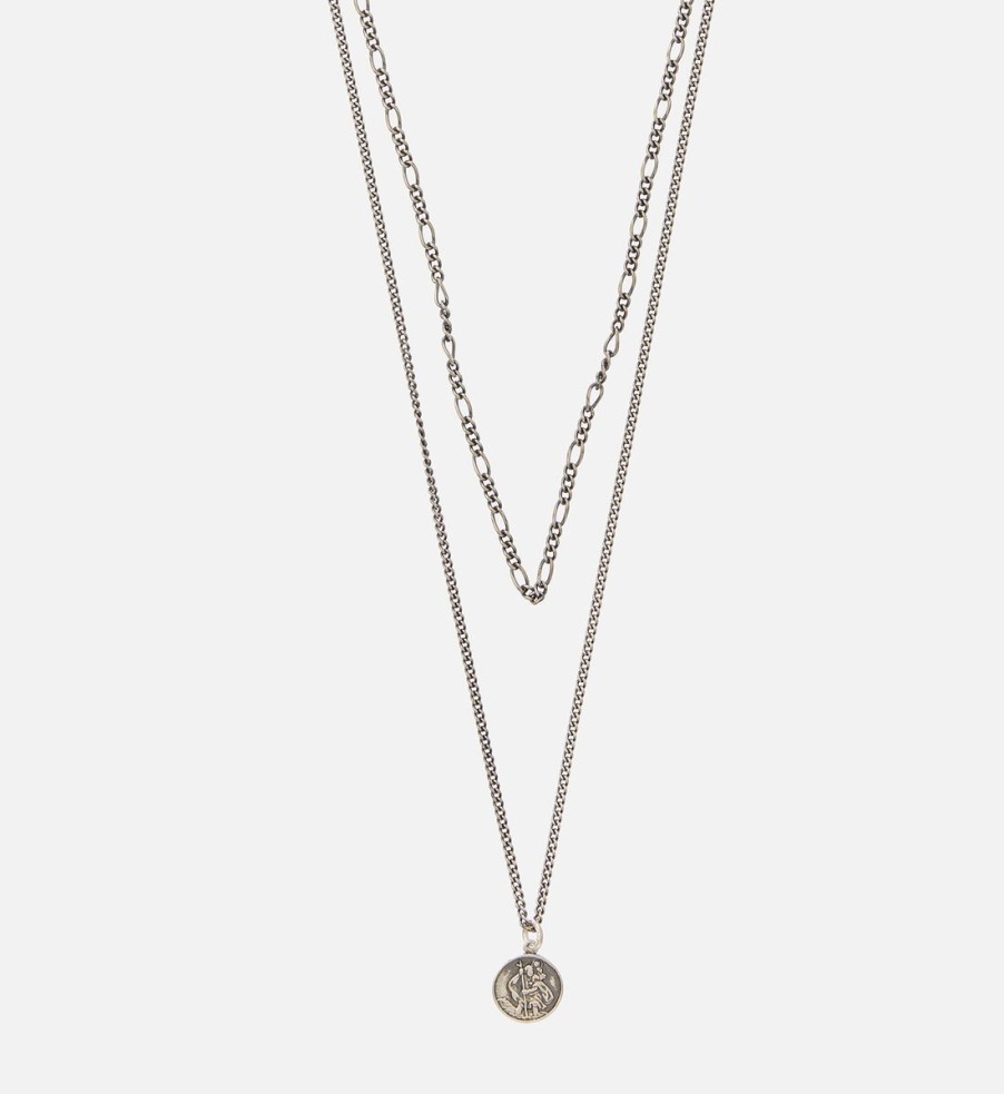 Men Serge Denimes Jewellery | Serge Denimes St Christopher Sterling Silver Necklace