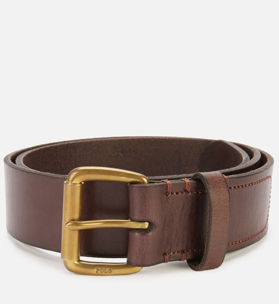 Men Polo Ralph Lauren Belts | Polo Ralph Lauren Men'S Pp Charm Casual Tumbled Leather Belt - Brown