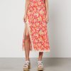 Women RIXO Skirts | Rixo Sibilla Floral-Print Satin Midi Skirt