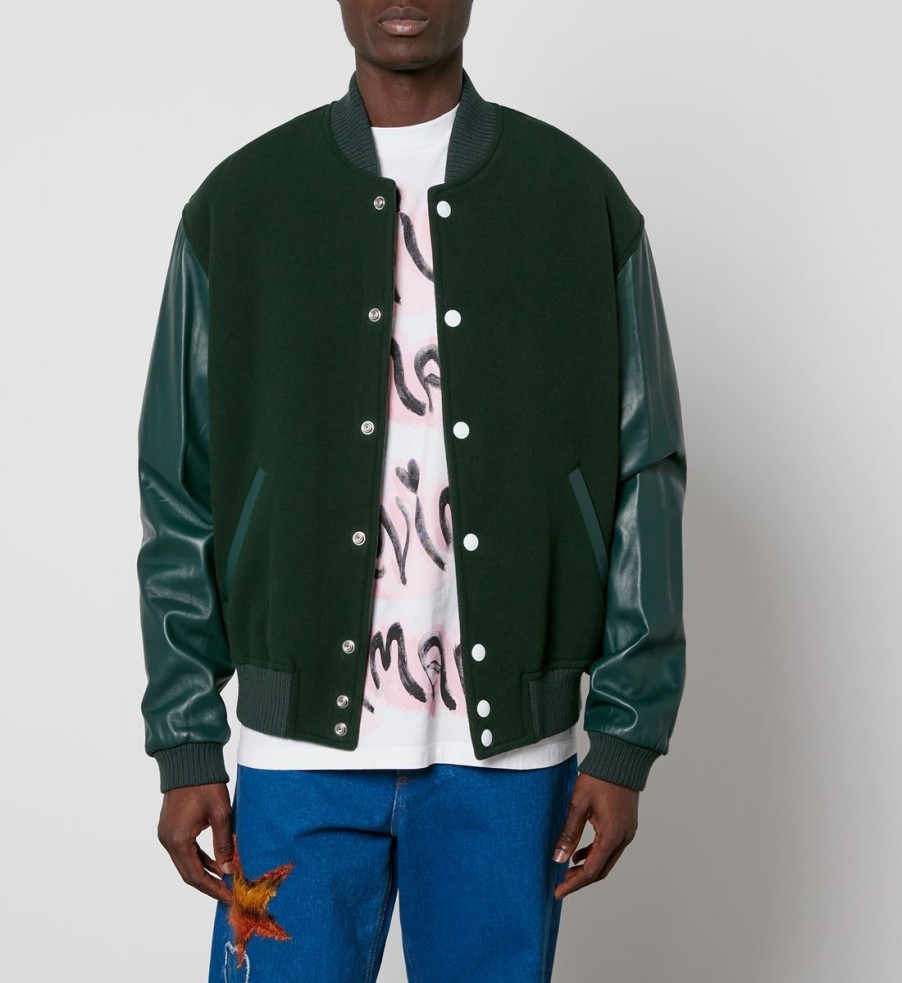 Men Marni Jackets | Marni Felt And Leather Bomber Jacket