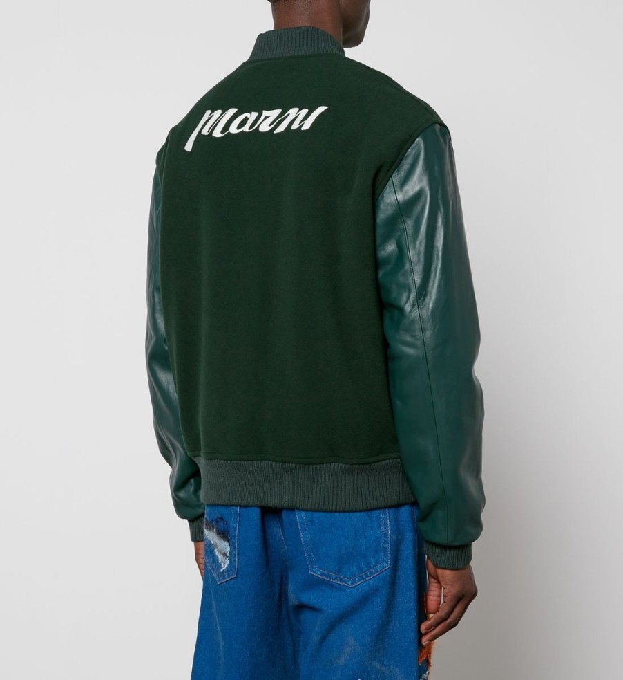 Men Marni Jackets | Marni Felt And Leather Bomber Jacket