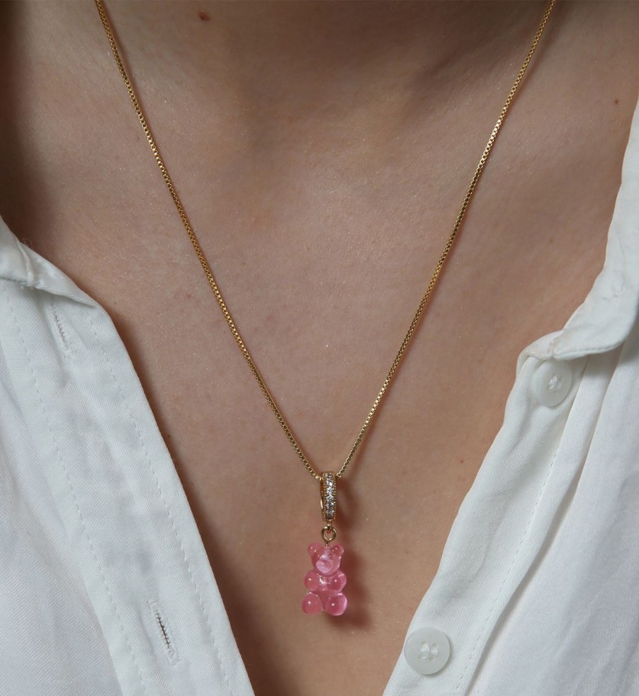 Women Crystal Haze Jewellery | Crystal Haze Women'S Jelly Nostalgia Bear Pave Pendant - Bubble Gum