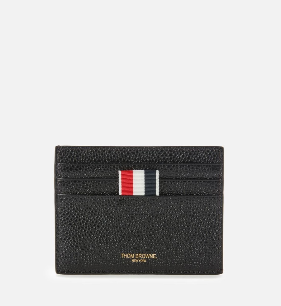 Men Thom Browne Wallets | Thom Browne Unisex Card Holder With Note Compartment - Black