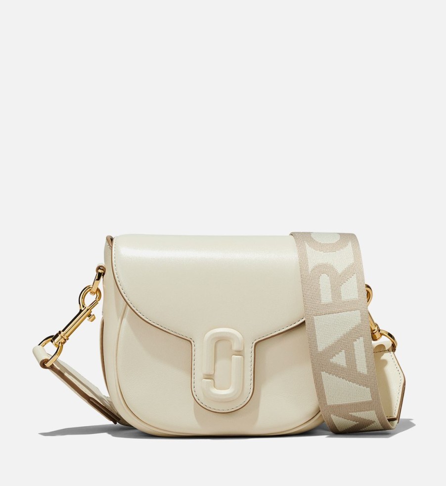 Women Marc Jacobs Bags | Marc Jacobs Women'S The Small Leather Covered J Marc Saddle Bag - Cloud White