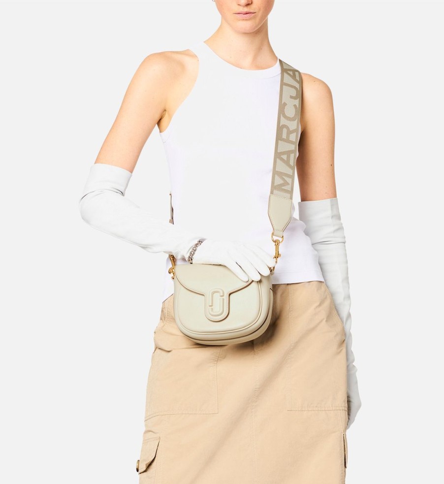 Women Marc Jacobs Bags | Marc Jacobs Women'S The Small Leather Covered J Marc Saddle Bag - Cloud White