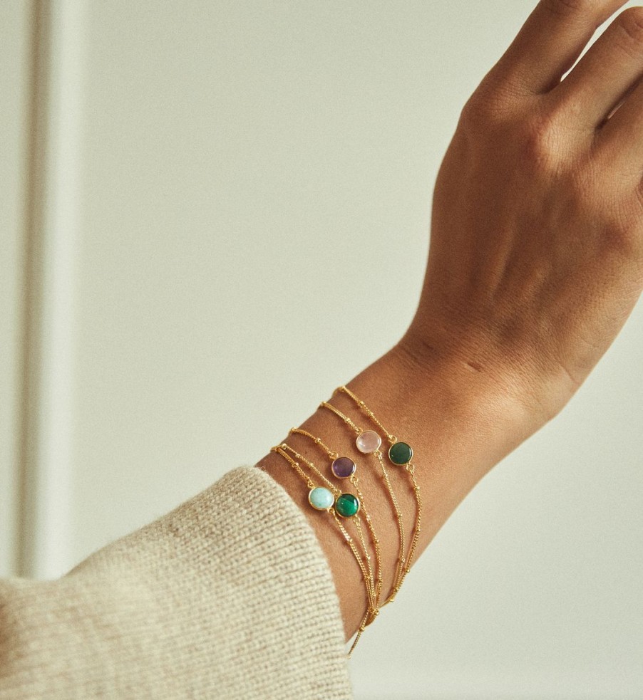 Women Daisy London Jewellery | Daisy London Aventurine 18-Karat Gold-Plated Sterling Silver Bracelet