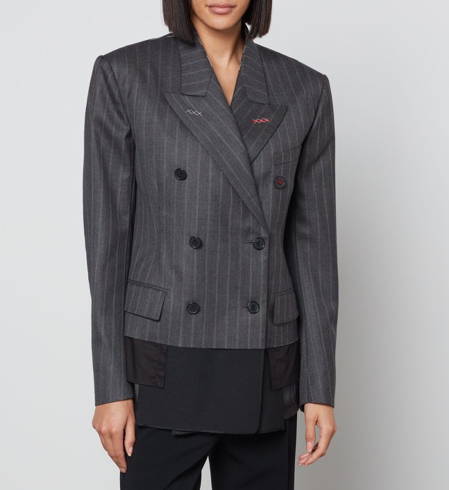 Women Maison Margiela Jackets | Maison Margiela Pinstripe Wool Blazer