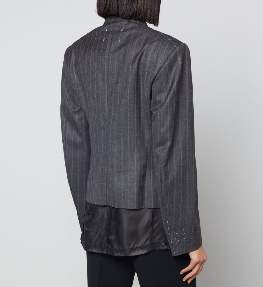 Women Maison Margiela Jackets | Maison Margiela Pinstripe Wool Blazer