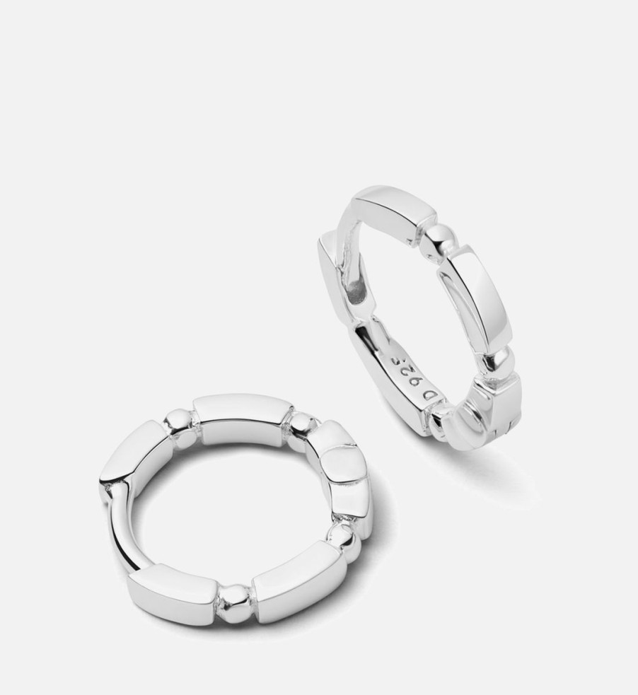 Women Daisy London Jewellery | Daisy London Stacked Sterling Silver Huggie Hoop Earrings