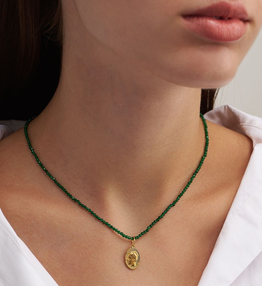 Women Hermina Athens Jewellery | Hermina Athens Women'S Ygeia Necklace - Emerald