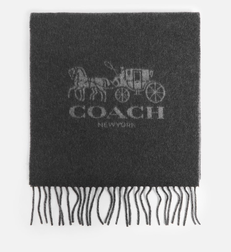 Women Coach Scarves | Coach Horse And Carriage Reversible Cashmere Muffler Scarf