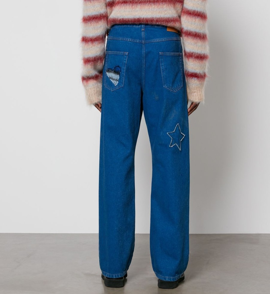 Men Marni Jeans | Marni Mohair Patchwork Denim Straight-Leg Jeans