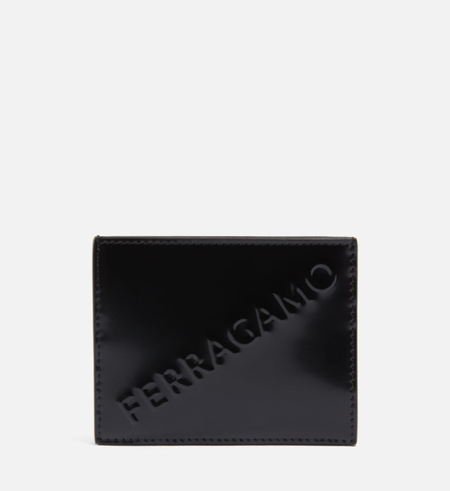 Men Salvatore Ferragamo Wallets | Salvatore Ferragamo Diagonal Design Leather Cardholder