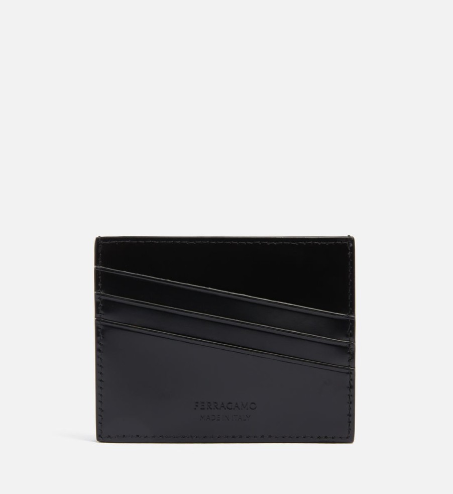 Men Salvatore Ferragamo Wallets | Salvatore Ferragamo Diagonal Design Leather Cardholder