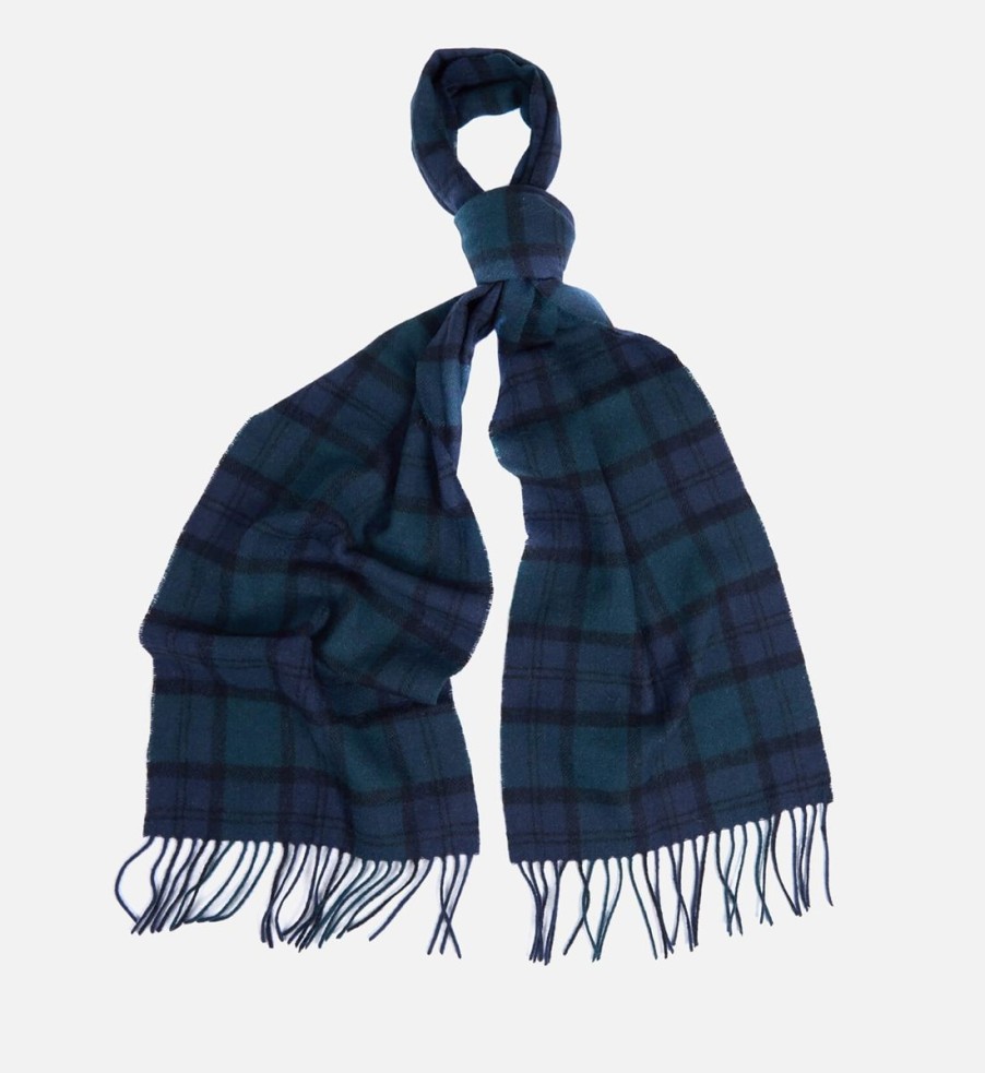 Men Barbour Scarves | Barbour Men'S Tartan Lambswool Scarf - Navy Watch