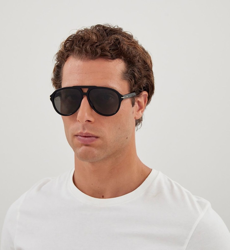 Men Gucci Sunglasses | Gucci Recycled Acetate Aviator Sunglasses