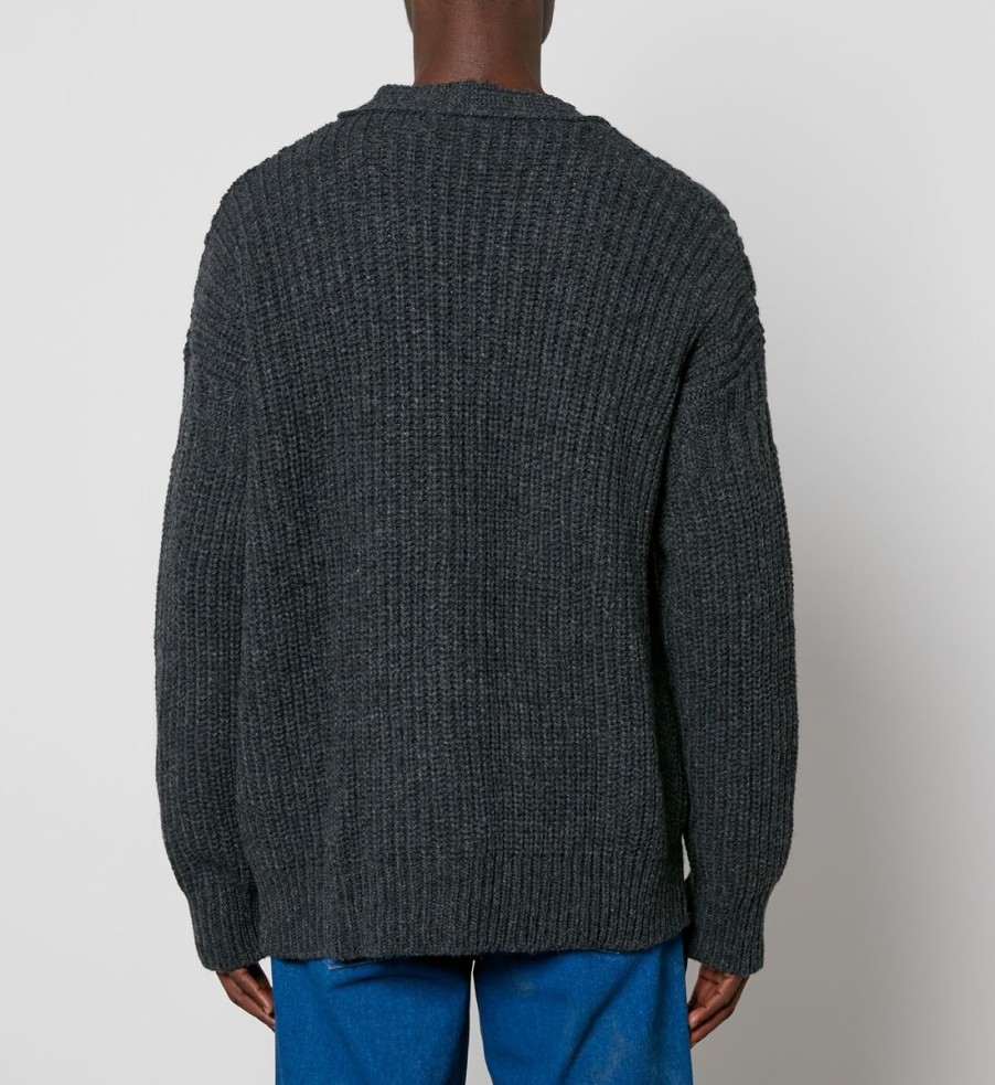 Men Marni Cardigans | Marni Shetland Distressed Wool Cardigan