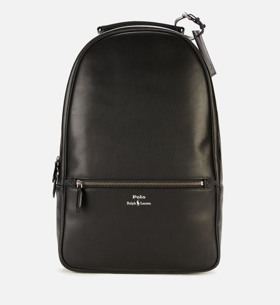 Men Polo Ralph Lauren Bags | Polo Ralph Lauren Men'S Smooth Leather Backpack - Black