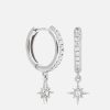 Women Astrid & Miyu Jewellery | Astrid & Miyu Women'S Crystal Star Hoops - Silver